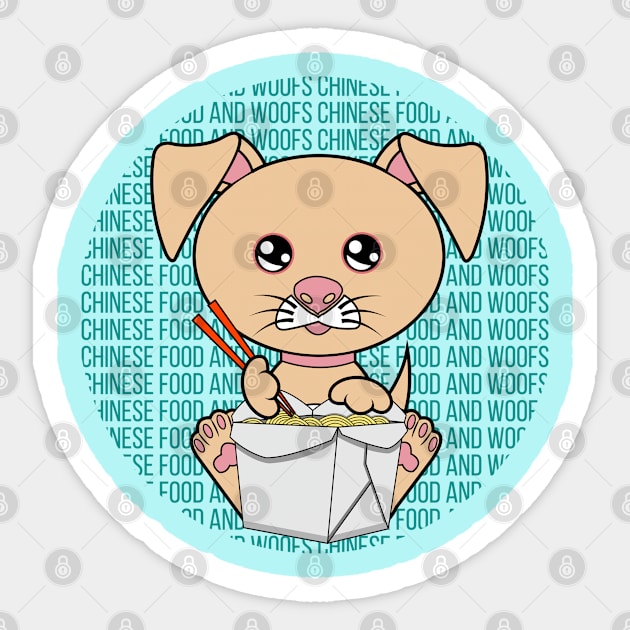 All I Need is chinese food  and dogs, chinese food  and dogs, chinese food  and dogs lover Sticker by JS ARTE